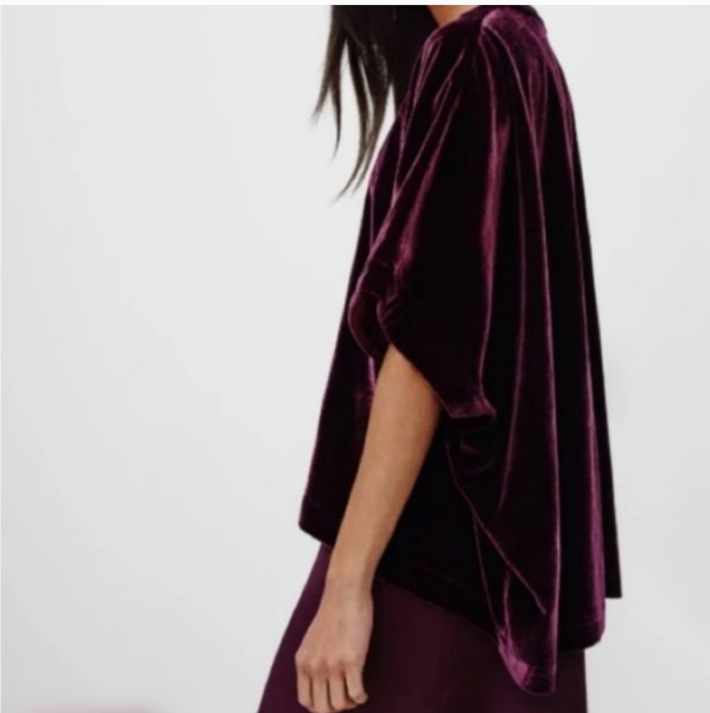 Aritzia Talula Velvet Fawkner Dolman Open Kimono Cardigan Burgundy XXS XS - Picture 10 of 11
